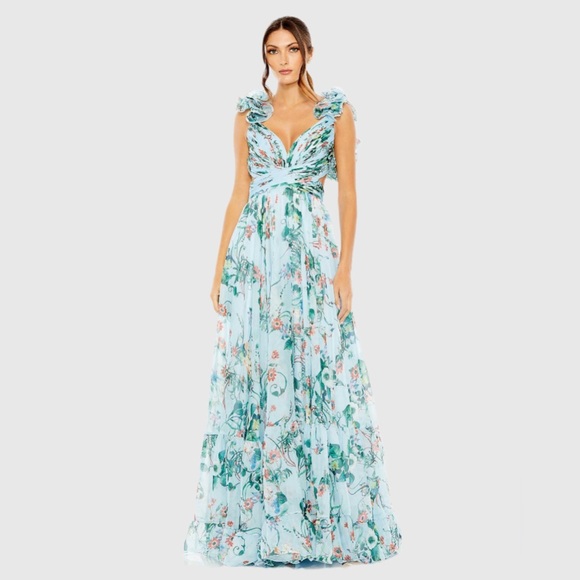 MAC DUGGAL
Indy A-Line Ruffled Back-Lace Chiffon Gown - Picture 14 of 17